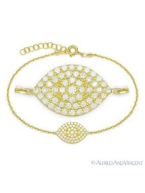 Cubic Zirconia CZ Crystal Pave Bracelet in .925 Sterling Silver